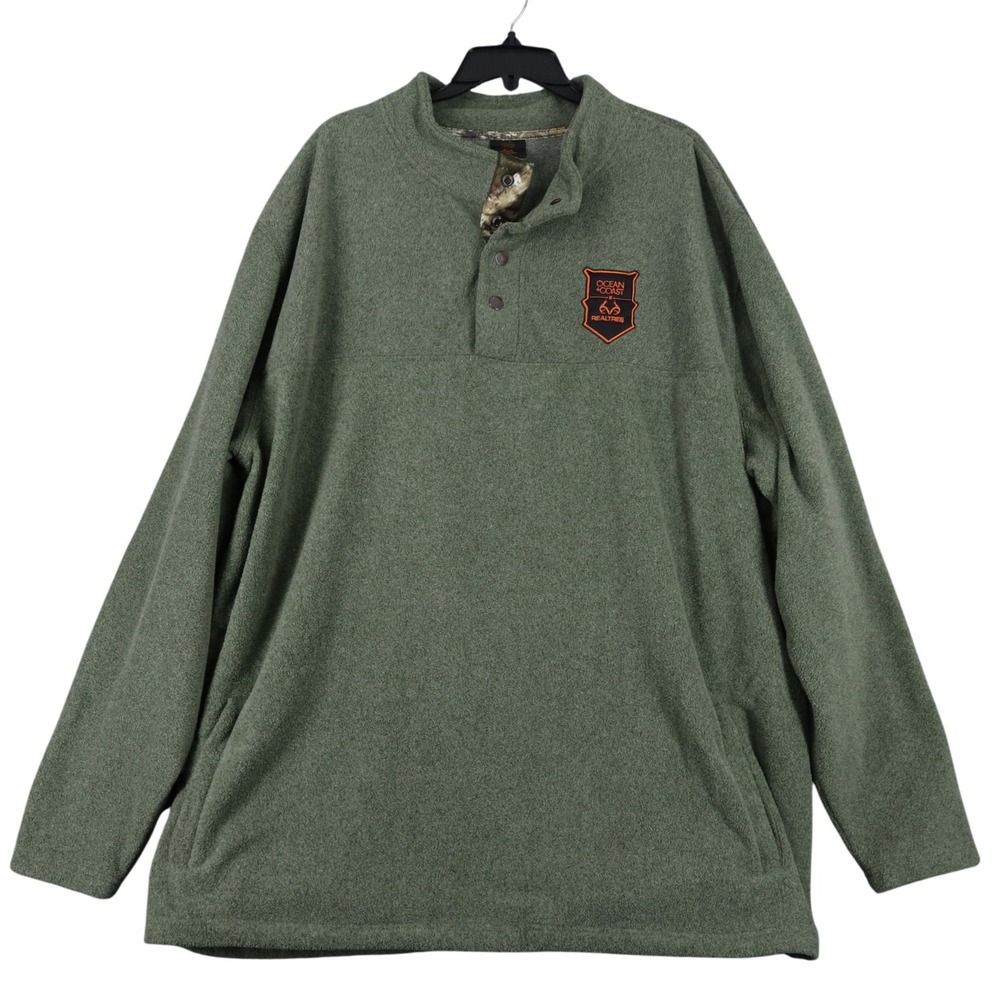 Ocean + Coast x Realtree Fleece Henley Pullover Mens 3XL‎ Camo Snap Neck Hunting